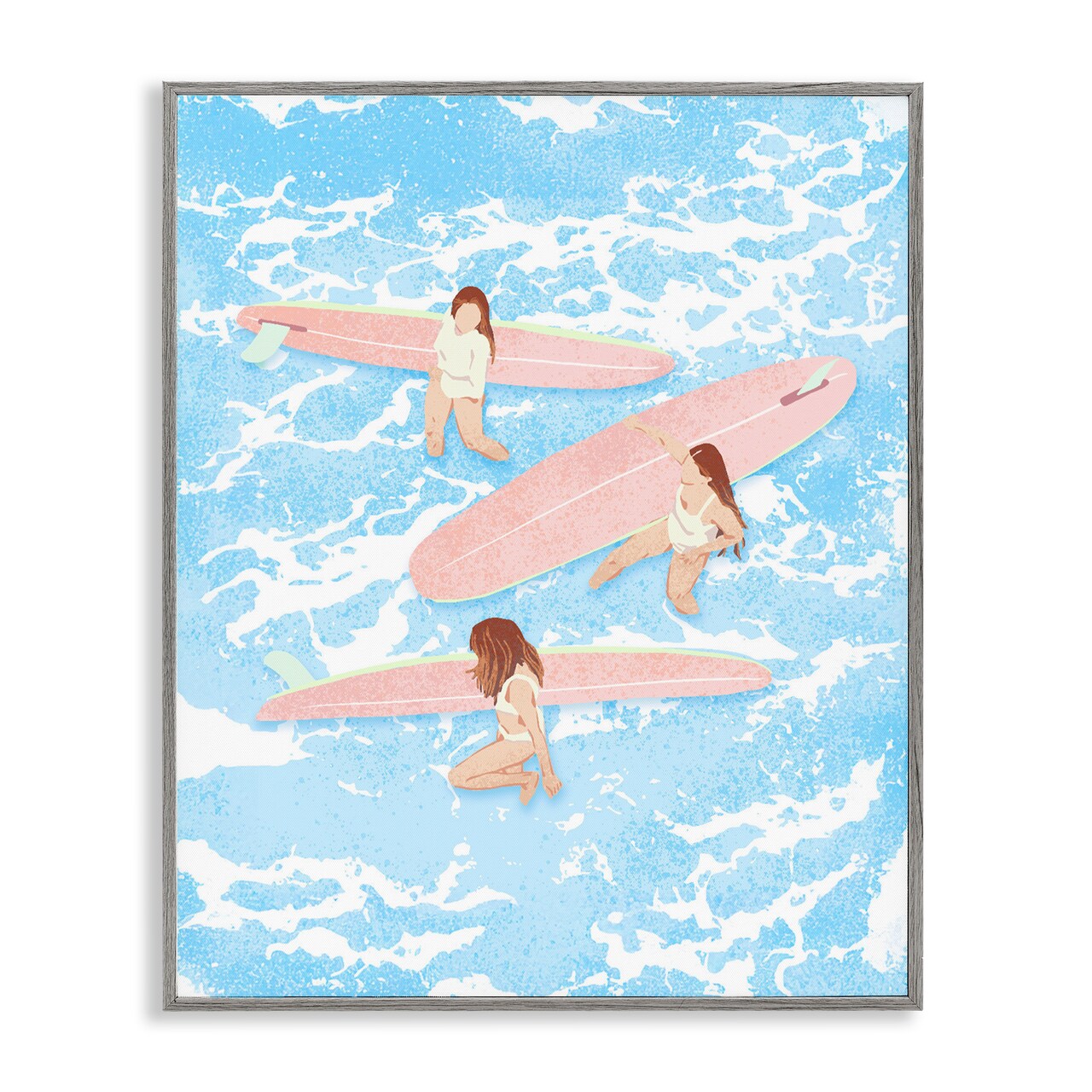 Stupell Industries Surfing Girls Trio Framed Giclee, design by Ziwei Li